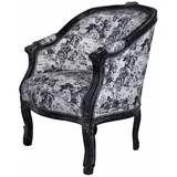 Sessel Barock Toile de jouy Armlehnsessel Antik Sitzmöbel Schwarz Stuhl Thron