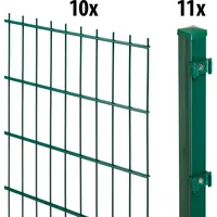 garden 'n' more Doppelstabmattenzaun GARDEN 'N' MORE "Standard", grün, H:80cm L:20cm, Stahl, Kunststoff, Zaunelemente, 10 Elemente für 20 m, LxH: 200 x 83 cm, mit 11 Pfosten