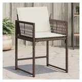 vidaXL Gartenstühle mit Kissen 4 Stk. Braun Poly Rattan