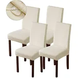 Genina wasserdichte Stuhlhussen für Esszimmer, Esszimmer, Stuhlhussen für Küche, Parsons, Stuhlhussen (Beige, 4 Stück)