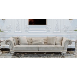 Casa Padrino Luxus Art Deco 3er Sofa Grau / Gold - Wohnzimmer Sofa - Hotel Sofa - Luxus Art Deco Wohnzimmer & Hotel Möbel - Luxus Qualität