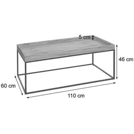 MCW Couchtisch MCW-K71, Kaffeetisch Beistelltisch Tisch, Holz massiv Metall 46x110x60cm ~ dunkelbraun