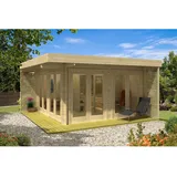 FinnTherm Gartensauna Viva-44 A Braun-Weiß 480 cm x 480 cm