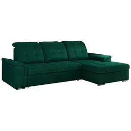 mks möbel ECKSOFA MADRITO L - Dunkelgrün Velorus - Rechts