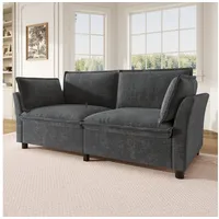 HAUSS SPOLE Loungesofa mit Armlehnenpolster,Zweisitzer Relaxsofa aus Chenille‐Stoff,Grau, Wohnzimmersofa Relaxsofa mit Chenille-Stoffbezug und Schaumstoffkern 1 Teile, Zweisitzer Lounge-Sessel mit Armlehnen für Wohnzimmer grau