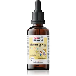ZeinPharma Vitamin D3 + K2 Family Tropfen Tropfen für gesunde Knochen und Zähne 25 ml