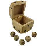 FTWdesign Würfel Aufbewahrungsbox Würfelbecher mit 5 Würfeln aus Mangoholz