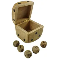 FTWdesign Würfel Aufbewahrungsbox Würfelbecher mit 5 Würfeln aus Mangoholz