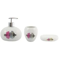 MSV Bad Accessoires Keramik 3-teilig - Seifenspender, Seifenschale, Zahnputzbecher