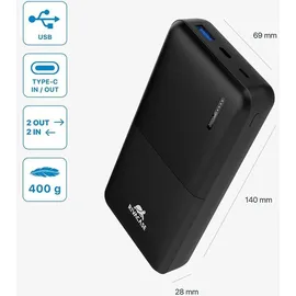 RivaCase® Rivacase VA2571 Power Bank 20000mAh LiPo Nero Quick Charge 3.0 pro Smartphone - Schwarz