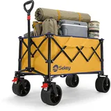 Sekey 150kg Bollerwagen Faltbar Handwagen Mit Breiten Reifen Campingwagen Mit Bremse, Gelb