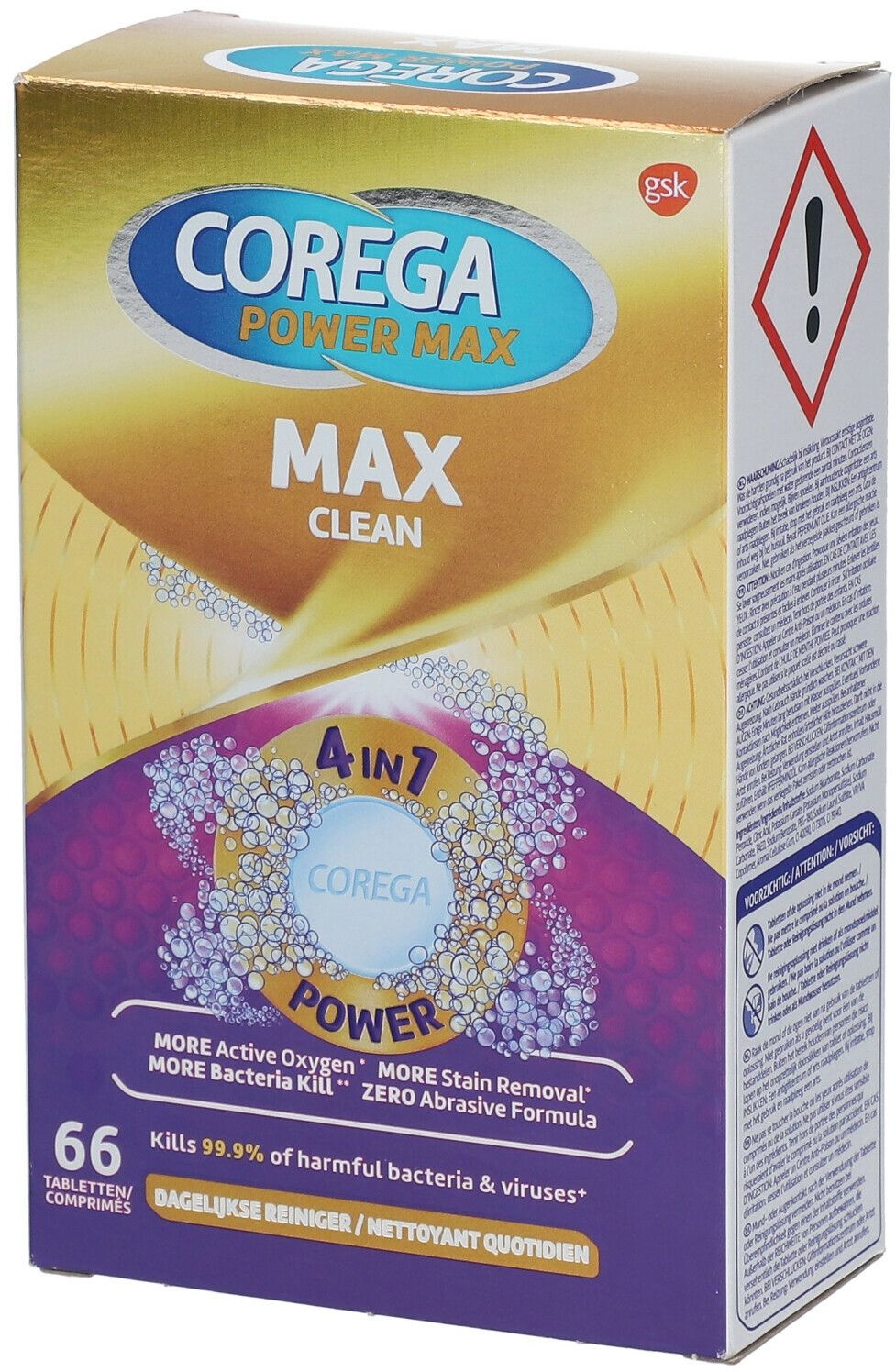 Corega Power Max Max Clean 66 comprimés 66 pc(s) comprimés effervescents