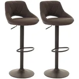 Mendler 2er-Set Barhocker HWC-N64, Barstuhl Tresenhocker, Fußablage drehbar, Kunstleder Metall ~ braun