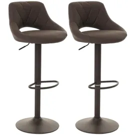 Mendler 2er-Set Barhocker HWC-N64, Barstuhl Tresenhocker, Fußablage drehbar, Kunstleder Metall ~ braun