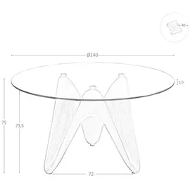 ac angel cerda Angel Cerda Esstisch runde gehärtetes Glas aus walnussfarbenes Holz 1126-Ø140