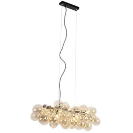 QAZQA Design-Hängeleuchte schwarz mit Bernsteinglas 8-flammig - Uvas