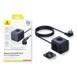 Baseus EnerFill FA11 67W Steckdosenleiste, USB-A + USB-C + 3 x EU Kosmisches Schwarz