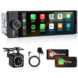 mrsxwpy 1 DIN Autoradio mit Wireless CarPlay & Android Auto, 6,36 Zoll