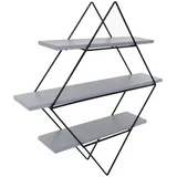 berlinlodge Wandregal rautenförmig 60 x 55 x 12 cm Grau-Blau