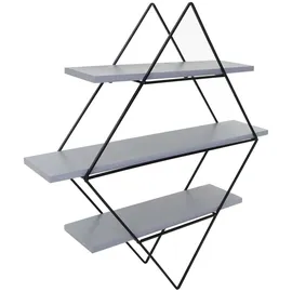 berlinlodge Wandregal rautenförmig 60 x 55 x 12 cm Grau-Blau