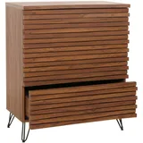 Mendler Kommode HWC-M49, Sideboard Schrank Highboard, 3D-Design 3 Schubladen MDF Metall 94x80x45cm - Walnuss-Optik