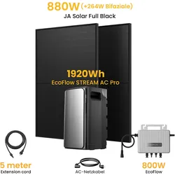 EcoFlow Balkonkraftwerk Set, 880/890Wp Bifaziale Solarmodule, 800W Wechselrichter