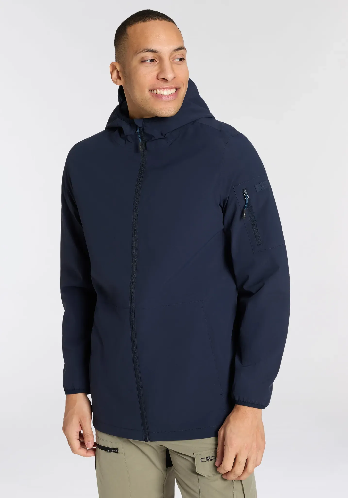 Funktionsjacke CMP, Herren, Gr. 50, blau (schwarz blau), Web, Obermaterial: 100% Polyester. Futter: 100% Polyester, unifarben, Basic Po-bedeckend, elastischer Bund, Jacken Funktionsjacke, für Wandern und Outdoor-Aktivitäten, mit praktischer Ärmeltasche
