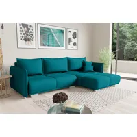 99rooms Bennet Ecksofa Rechts Velours Türkis
