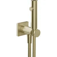 GESSI Rilievo, Hygiene-Shut-Off Handbrause mit Wandanschlussbogen - messing gebürstet