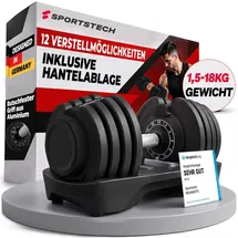 Sportstech Ironmate Hantel Verstellbare Hantel 1,5–18 kg schwarz