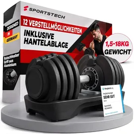 Sportstech Ironmate Hantel Verstellbare Hantel 1,5–18 kg schwarz