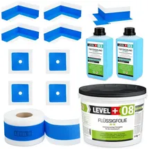 LEVEL+ Dicht Set 14 kg Flüssigfolie 15 m Dichtband Tiefengrund 2 l