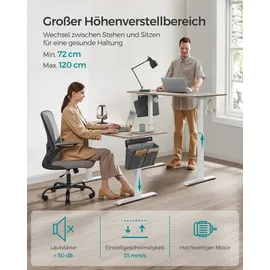 Songmics elektrisch höhenverstellbarer Schreibtisch greige rechteckig, C-Fuß-Gestell weiß 140,0 x 60,0 cm