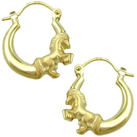 GALLAY Creolen Pferd gold Gelbgold 9Kt 17x14mm
