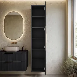 Badplaats Badezimmerschrank, Rimini mit 1 Tür Schwarz Matt - 38 x 33 x 170 cm Badezimmer, Badezimmerschränke, Hochschränke