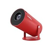LQWELL HY300 Mirror Mini Beamer, Native 720P, 4K 1080P Unterstützung, mit HDMI-, USB- und 3,5mm-Anschlüssen, kabelgebundene Bildschirmspiegelung, tragbarer Heim- und Outdoor-Projektor, Rot
