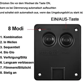 electight Lichterkette Solar 20M 200LEDs IP65 inkl. 8 Modi Gelb/Grün/Weiß