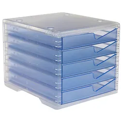 styro Schubladenbox styroswingbox light  cornflower 275-8430.26224, DIN C4 mit 5 Schubladen