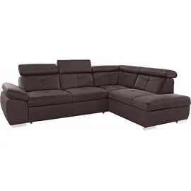 exxpo - sofa fashion "Spring, super bequem und komfortabel mit Armteil- und Kopfteilfunktion", braun (mocca), B:274cm H:81cm T:206cm, NaturLEDER (echtes Rindsleder) in Sitz und Rücken.