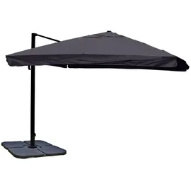 MCW Gastronomie-Ampelschirm MCW-A96, 3,5x3,5m (Ø4,95m) Polyester/Alu 25kg ~ Flap, anthrazit mit Ständer, drehbar