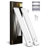 EZVALO 25cm Schrankbeleuchtung LED mit Bewegungsmelder - Kabellose Unterbauleuchte für Küche in Kaltlicht, Schrankleuchte & Schranklicht USB mit 1800mAh - Für Kleiderschrank, Treppe und Küche - 2 Set