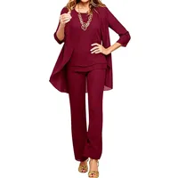 Lawawa Hosenanzug Damen Festlich 3 Teiliges Set Chiffon Hosenanzüge Festliches Outfit Hochzeitsgast Festmode Cocktail Abendmode Pailletten Abendanzug Sets - XXL