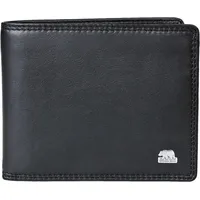Brown Bear Business Geldbörse Herren Leder Schwarz RFID-Schutz mit Münzfach | Karten Portemonnaie Echtleder | Design Geldbeutel | BB 8005-D BK