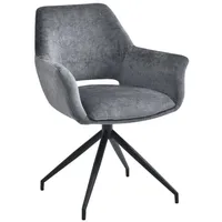 LC Home Drehstuhl Esszimmerstuhl Celio Webstoff dunkelgrau mit Armlehnen