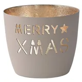 Cr8 A Gift Gift Company Madras Windlicht M Merry Xmas aus Eisen in der Farbe Sand-Gold, Maße: 10cm x 10cm x 8,5cm, 1030704029