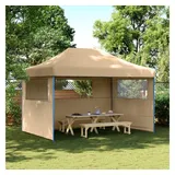 vidaXL Partyzelt Faltbar Pop-Up mit 3 Seitenteilen Beige