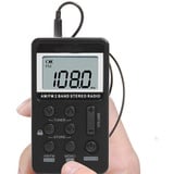 Mini-Radio, tragbar, AM FM, Taschenradio, 2 Banden, Stereo, DSP, Digital, Tuning, mit USB-Kopfhörer, wiederaufladbar, ideal für Walking (schwarz)