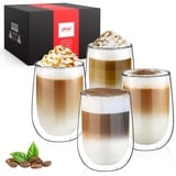 glastal 350ml Doppelwandige Latte Macchiato Gläser 4er Set Borosilikatglas Kaffeetassen Glas Kaffeeglas Teegläser für Cappuccino,Latte,Tee,EIS,Eistee,Iced Americano,Milch,Saft,Bier