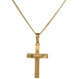 HOPLO Kreuzanhänger Anhänger Kreuz 585 Gold mit massiver Goldkette 1,1 mm, Made in Germany 55 cm