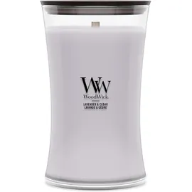 Woodwick Lavender & Cedar Duftkerze 610 g grau